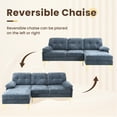 thumbnail image 6 of Techmilly Upholstered Sectional Sofa for Home, Apartment, Dorm, Bonus Room, Compact Space with Recliner, 3 Seats, L Shape Design, Reversible Ottoman Bench - Blue, 6 of 9