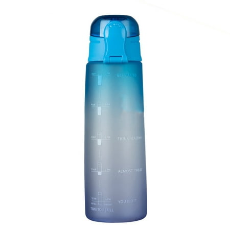 

32Oz Fitness Water Bottle with Time Marker Free Capacity Water Jug for Gym Outdoor Office Work Gradient-Blue