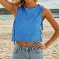 thumbnail image 2 of JIAYUE Women's Tank Tops Solid Color Sleeveless Stylish For Everyday And Vacation Wear Round Neck Design With Rope Detail Suitable For Summer Leisure Female Vest, 2 of 6