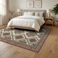 thumbnail image 3 of ODIKA 6'x9' Washable Area Rug Non-Slip, Chair-Friendly, Boho Hallway Traditional Border Featuring Symmetrical Flower for Dining Room, Under Table, Office Décor, 3 of 7