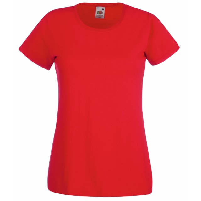 Fruit Of The Loom- Camiseta de manga corta Valueweight para mujer (Paquete de 5) (Rojo)