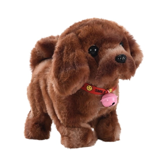 6.29Inch Walking Dog with Bell Interactive Electronic Pet Stuffed Animals Plush Toys, Perfect Birthday Christmas Valentines Anniversary Easter Holiday Gifts, Easter Basket Stuffers