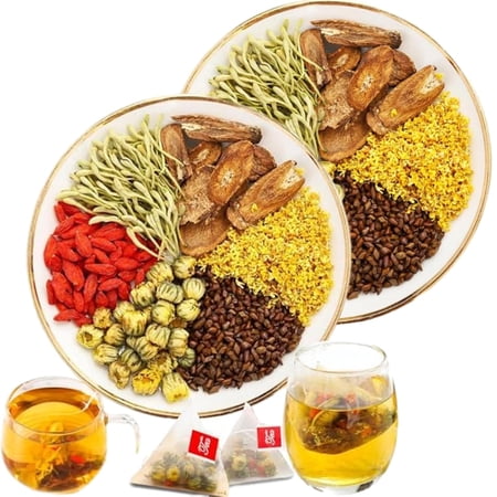 Liver Tea Formula Chrysanthemum,Chrysanthemum Cassia Seed Tea,Te De Crisantemos Casia, Chrysanthemum Tea Organic Kidneys & Liver Tea Chinese Dandelion Wolfberry Herbal Tea (2Bag(60pcs))