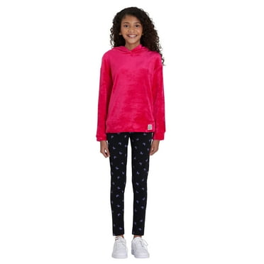 Lucky Brand Girls' Camo Plush Top & Legging 2-Piece Set, Red/Black M 10/12