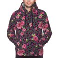 thumbnail image 2 of Bingfone Rose Mix Leopard 2 Men's Drawstring Hoodie Long Sleeve Pocket Sweatshirts-X-Large, 2 of 6