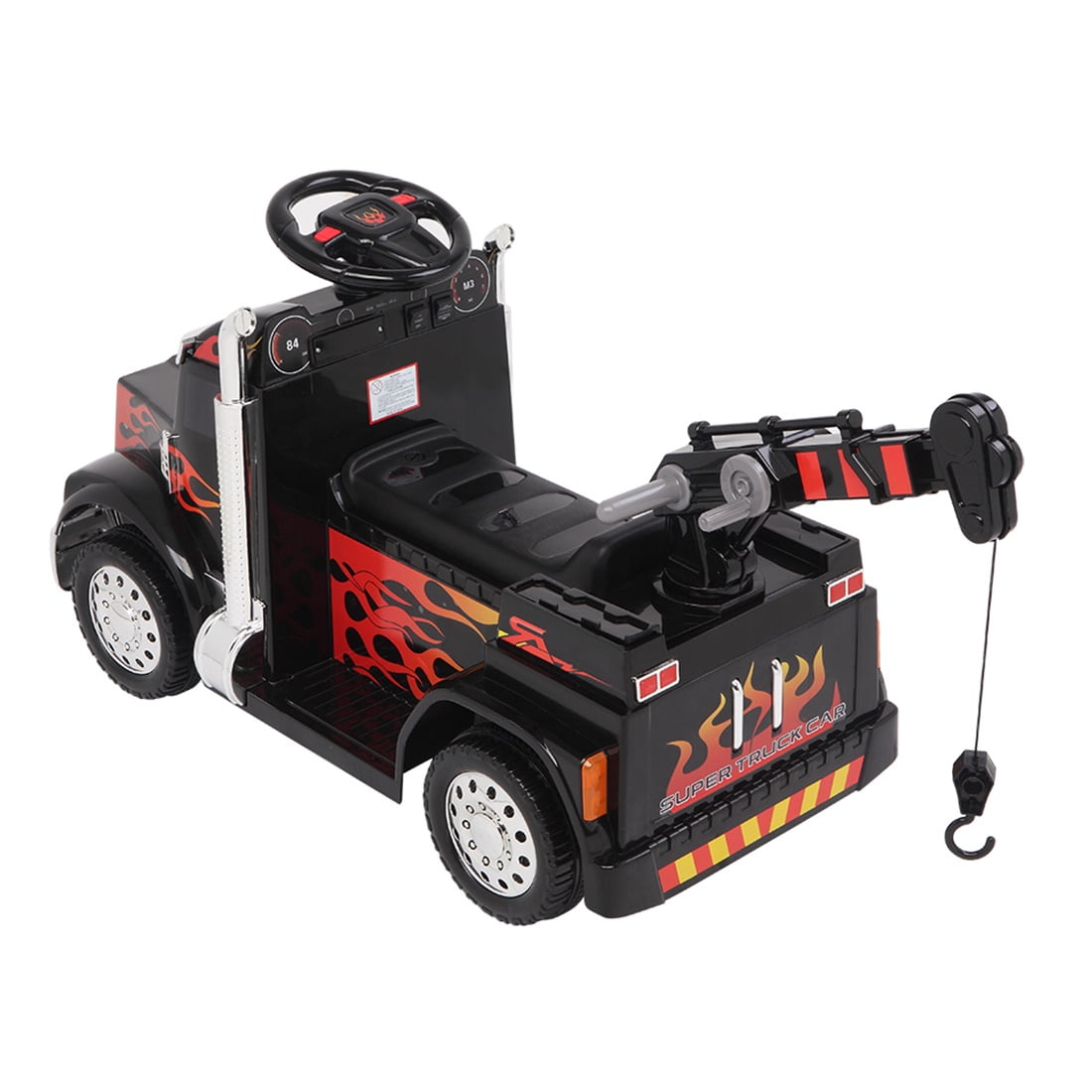 Private Jungle 4 Wheeler Kids Car with Headlights, 3 Speeds Electric Ride On Car with Remote Control for Home Backyard Garden, Black, Unisex