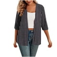 thumbnail image 2 of Agkizg Womens Fall Clothing Plus Size Womens Tops Long Sleeve Blouses Casual Fashion Loose Fitting Random Vertical Stripe 3/4 Sleeve Cardigan Tops L, 2 of 4