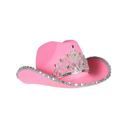 Child's Pink Princess Tiara Cowgirl Cowboy Hat Costume Accessory
