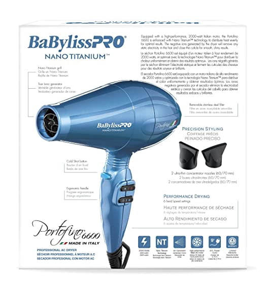 BaBylissPRO® Nano Titanium™ Portofino™ Full-Size Dryer (BLUE)