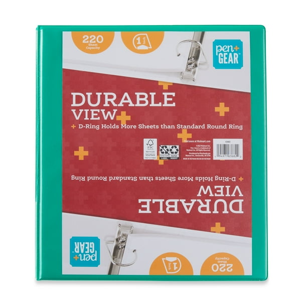 Pen+Gear Durable View 3Ring Binder with 1inch Rings, 1” Slanted D