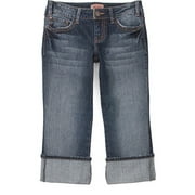Juniors Wide-Cuff Denim Capri