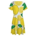 thumbnail image 5 of Lemon Print Lemon Leaves Women's Dress Short Sleeve Summer Sundress Summer Women Clothes, 5 of 7