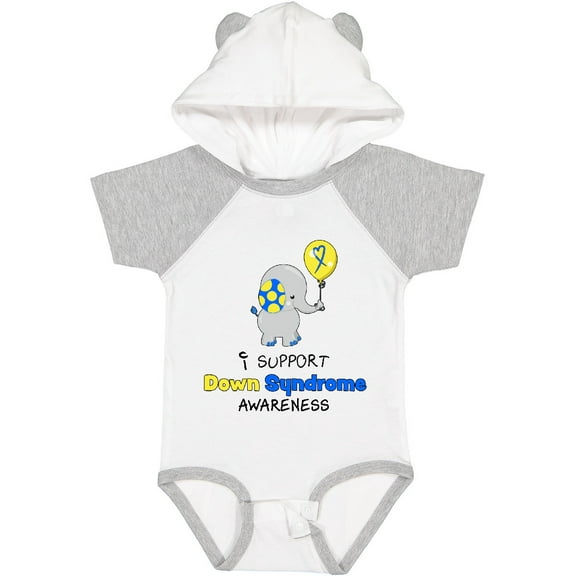 Inktastic I Support Down Syndrome Awareness Elephant with Balloon Boys or Girls Baby Bodysuit