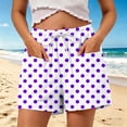thumbnail image 2 of Women's Polka Dot Drawstring Shorts Elastic Waist Casual Beach Shorts with Side Pockets Summer Lightweight Loungewear Purple M(M), 2 of 6
