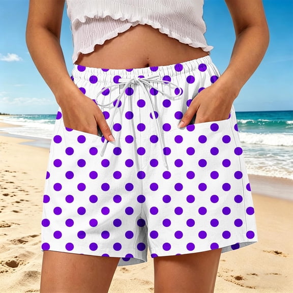 SwiftWear Women's Stretchy Beach Casual Shorts with Side Pockets, Adjustable Drawstring Waist Summer Leisure Shorts, Soft Pull-On Everyday Shorts