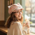 thumbnail image 5 of Slccxzc Pink Puppy Ears Beret Hat with Pin Plush Bone Y2K Women Winter Painter Cap Daily Casual Dog Walking Headwear, 5 of 7