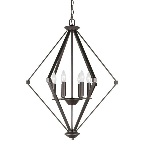 7062-06-32-Forte Lighting-Eddy - 6 Light Foyer Pendant-31.75 Inches Tall and 23.75 Inches Wide-Antique Bronze Finish    -Traditional Installation
