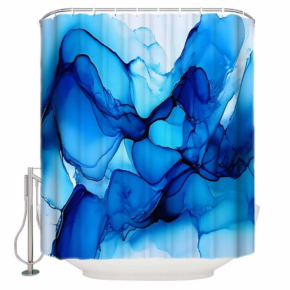 Watercolors Blue Printing Shower Curtain, 48" x 72", Modrn Art Waterproof Bathroom Curtain Washable Shower Curtain Set with 12 Hooks