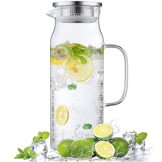 Jarra de vidrio Bivclaz 1.6 L con tapa y pico para agua caliente/fría