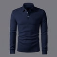 thumbnail image 5 of Golf Shirts for Men Button Collared Shirt Long Sleeve Pullover Tops Modern Soft Casual Weekend Athletic Travel Top (Navy,S), 5 of 8