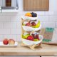 thumbnail image 4 of Frutero de cerámica de 3 niveles con soporte de madera de bambú, cesta de frutas grande para cocina, juego de bandejas de cerámica para sushi, postre, fruta, pastel, dulces, 4 of 5