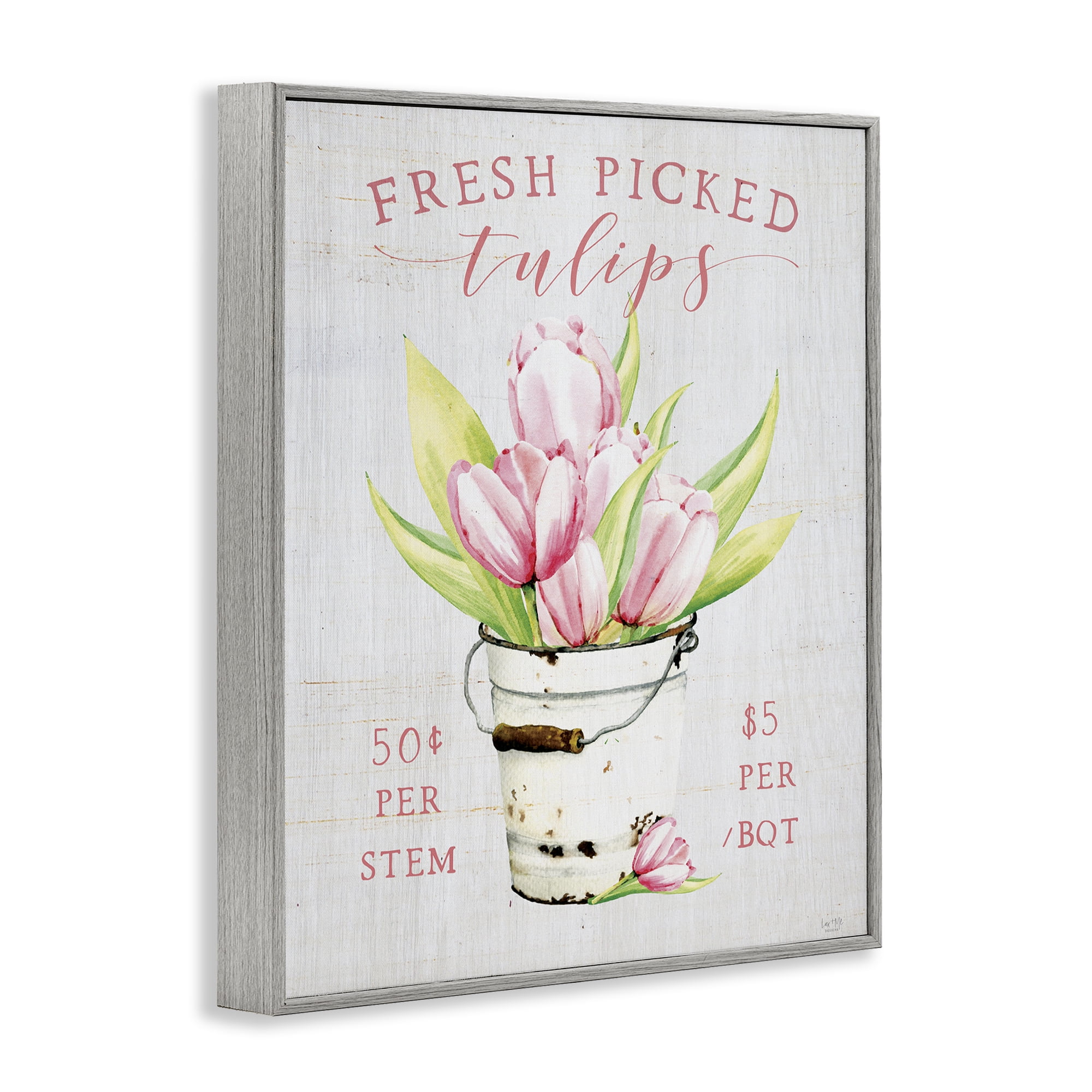 Stupell Industries Antique Fresh Picked Tulips Gray Framed Giclee Art, design by Lux + Me Designs