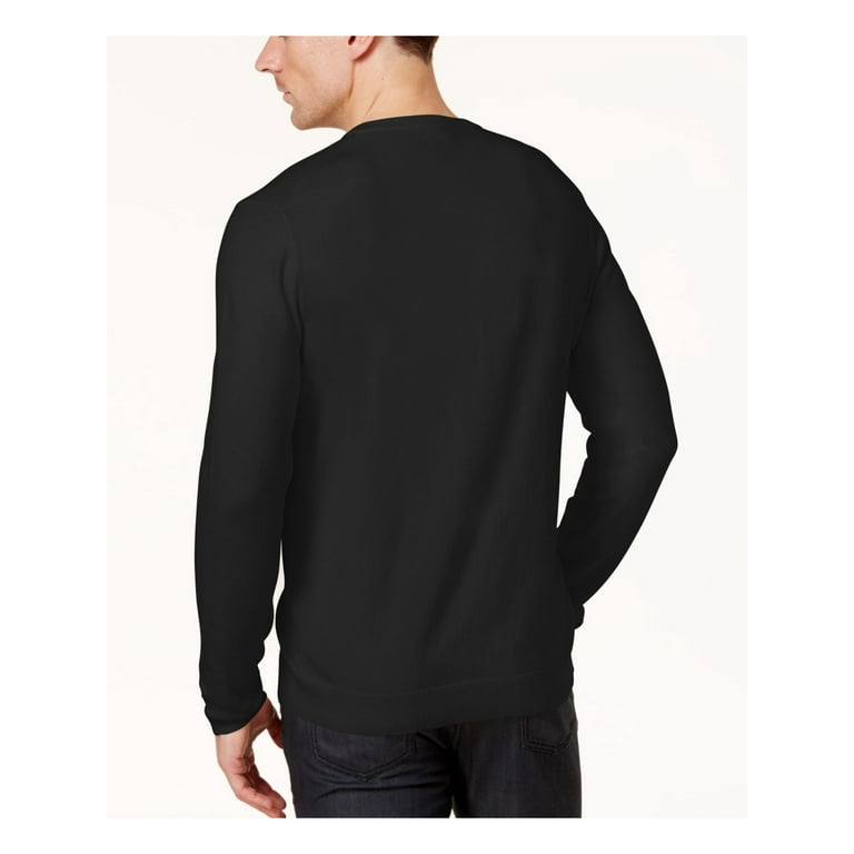 ALFANI Mens Black Heather Long Sleeve V Neck Classic Fit Cotton
