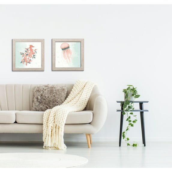 Gango Home Decor Coastal Splash III & IV; Two 12x12in Art Prints in Distressed White Frames