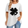 thumbnail image 2 of Pxiakgy Vente Chaude! T-Shirt Trèfle de la Saint-Patrick pour Femmes Chanceux Irlandais Manches Courtes T-Shirt Graphique Trèfle Mode Décontractée Col Rond Manches Courtes Imprimé Blanc m, 2 of 6