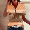 thumbnail image 6 of KIHOUT Women's Striped Color Block Quarter-Zip Polo Shirt, Short Sleeve Stand Collar Casual and Golf Top with Relaxed Fit, 6 of 6