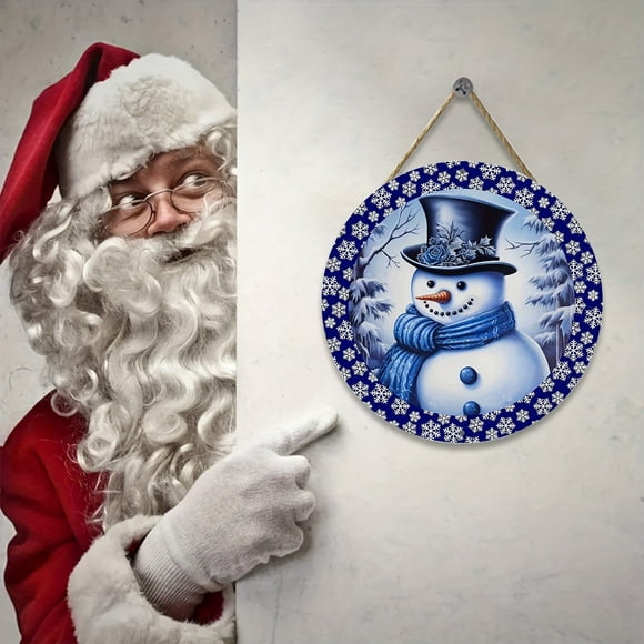 Meitianfacai Beautiful Holiday Themed Wooden Christmas Sign With Elegant Picture And Festive Decorations Ideal For Adding Warmth And Cheer To Your Holiday Decor Style, Blue