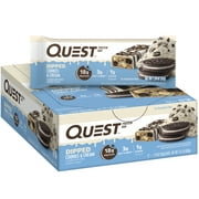 Quest Dipped Protein Bars, Low Sugar, High Protein, Cookies and Cream, 12 Count