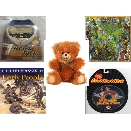 Children's Gift Bundle [5 Piece] -  Black Jack Casino Handheld  - Birds Eye View   - Fuzzy Friends Teddy Bears  Soft 10