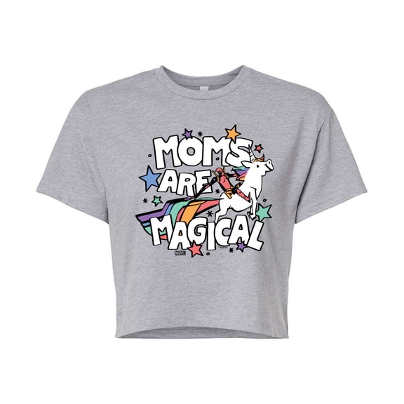 Marvel Deadpool - Moms Are Magical - Juniors Cropped Graphic T-Shirt