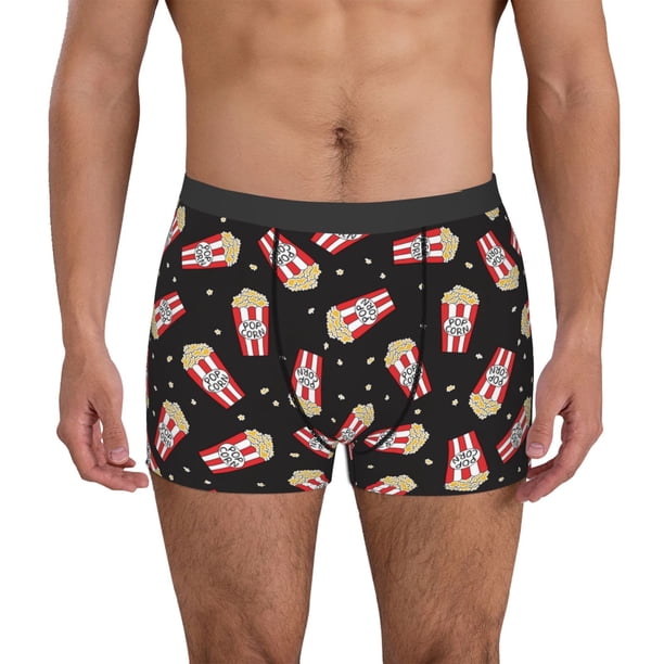 Balery Popcorn Calzoncillos bóxer para hombre, ropa interior de algodón suave y transpirable con cinturilla de nailon-Small