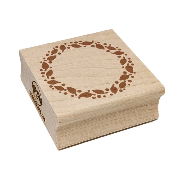 Leaves and Dots Round Border Square Rubber Stamp Stamping Scrapbooking Crafting - Medium 1.75in