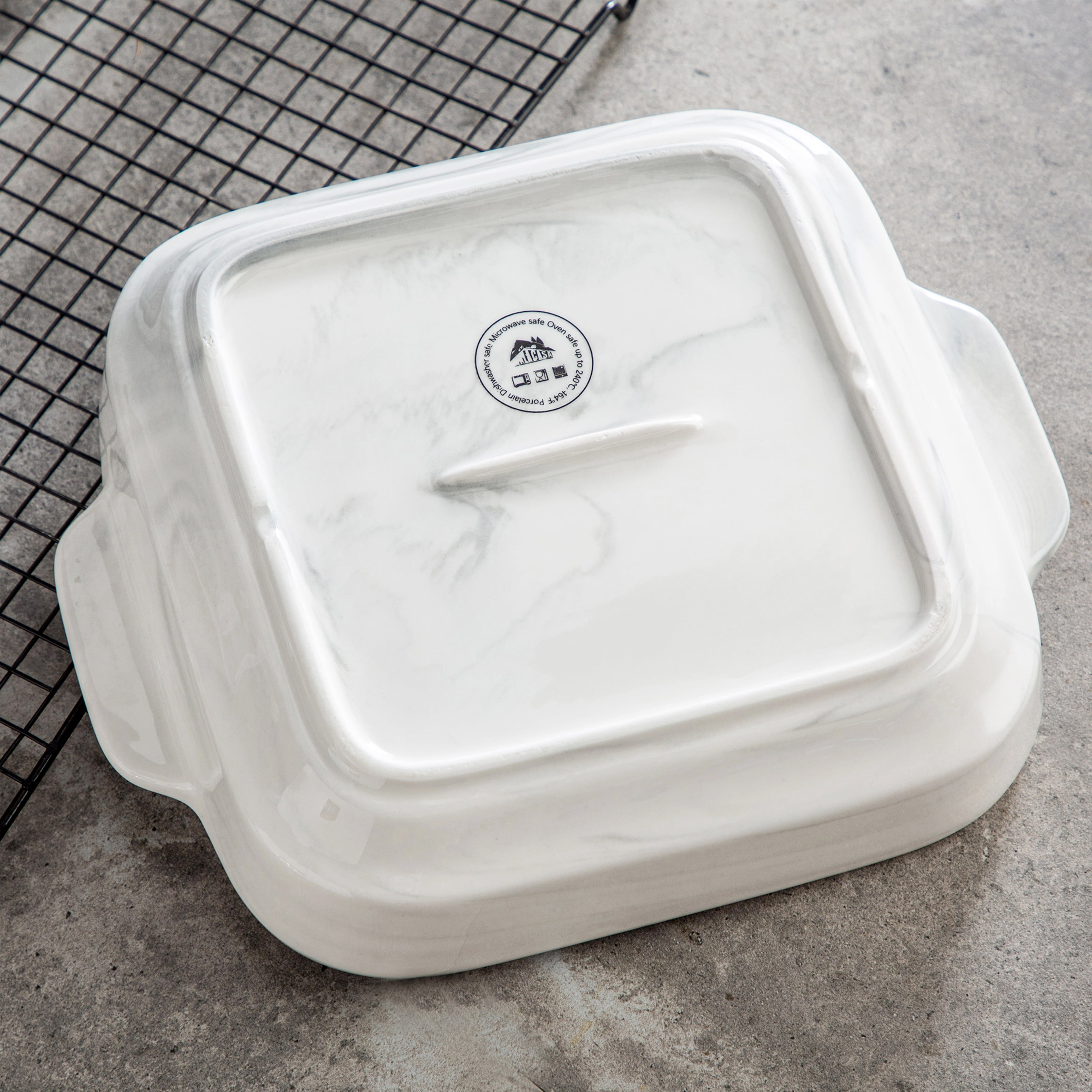 Malacasa 1660ml Lasagne Dishes for Oven, Grey Ceramic Oven Dish with Handles, Deep Rectangular Baking Dish Casserole Dishes, Lasagna Pan Bakeware for Roasting