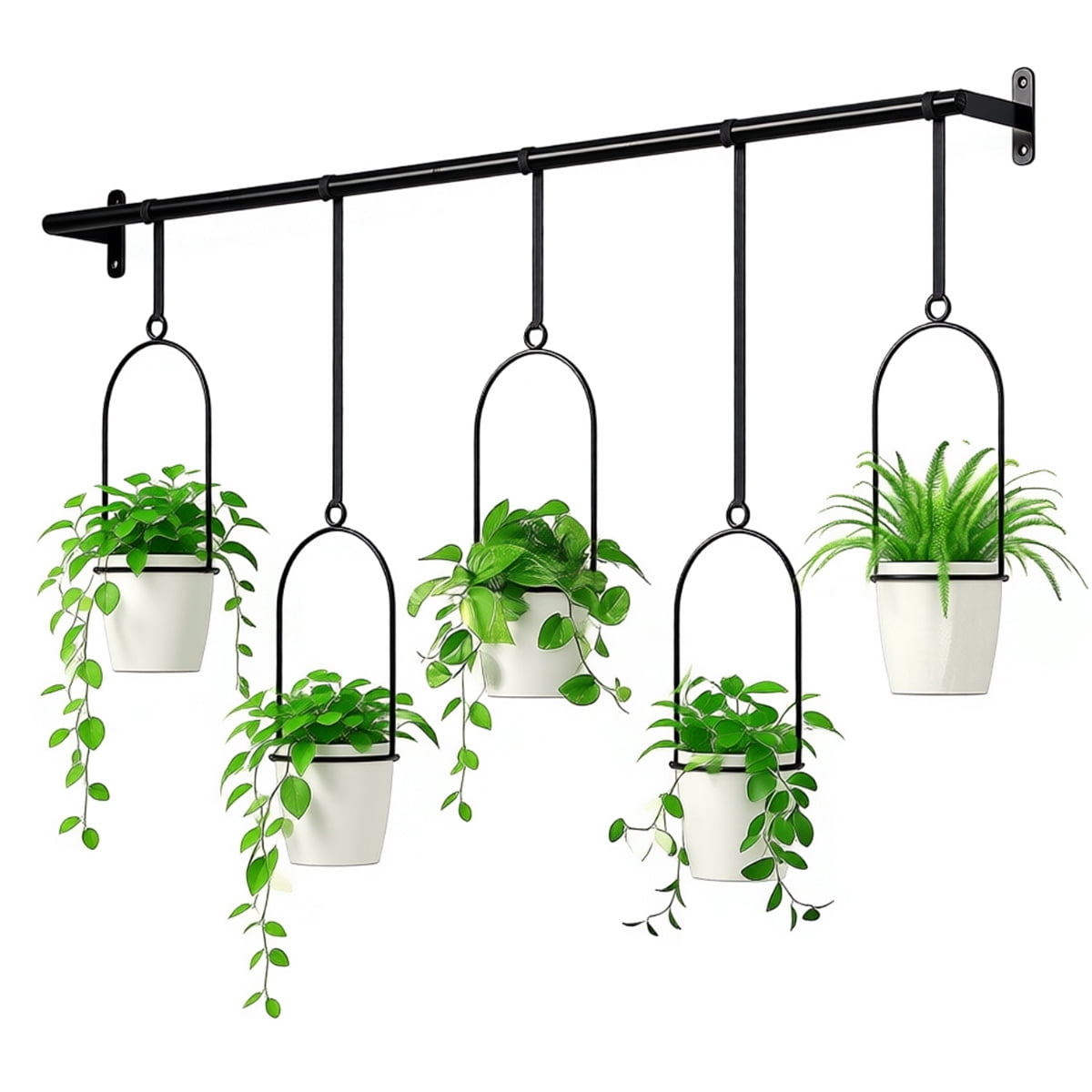 5-Pot Expandable Hanging Planter Set | Ceiling Mount for Indoor/Outdoor Herb Garden, Balcony, Window, Kitchen - Easy Install, Vintage Style, Lightweight, Polished Finish, and