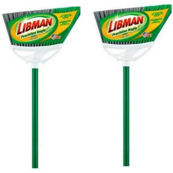 Libman 201 Precision Angle Broom with Recycled Broom Fibers, 2 Pack