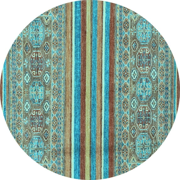 Ahgly Company Indoor Round Abstract Light Blue Modern Area Rugs, 8' Round