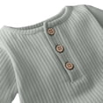 thumbnail image 3 of Busydd Newborn Clothes Onesie 0-24 Months Comfortable Solid Color Knit Ribbed Baby Boy Romper Summer Breathable Short Sleeve Round Neck Button Infant Girl Clothes 12-18 Months, 3 of 5
