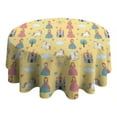 thumbnail image 4 of Yellow Princess Castle Unicorn Pattern Round Tablecloth 60"x60",Wrinkle Wipeable Table Cloth for Kitchen Dining Room Picnic Patio Party, 4 of 6