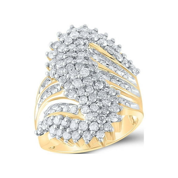 10kt Yellow Gold Womens Round Diamond Cluster Ring 2 Cttw