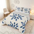 thumbnail image 3 of Manfei Dahlia Floral Queen Comforter Set, Blue Flower Comforter Sets Queen, Gray Reversible 3pcs, 1 Comforter and 2 Pillowcases, 3 of 6