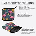 thumbnail image 3 of Yayeee Oven Mitts and Pot Holder Set of 4 Heat Resistant Kitchen Gloves Baking Hot Pad, Yellow Floral Flamingo, 3 of 5