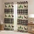 thumbnail image 2 of Homewish Wildlife Moose Deer Curtains Pack of 2 (42x84 Each) for Kids, Jungle Pine Tree Curtains Blackout, Retro Rustic Plaid Bedroom Curtains, Blackout Curtains Room Decor, 2 of 6