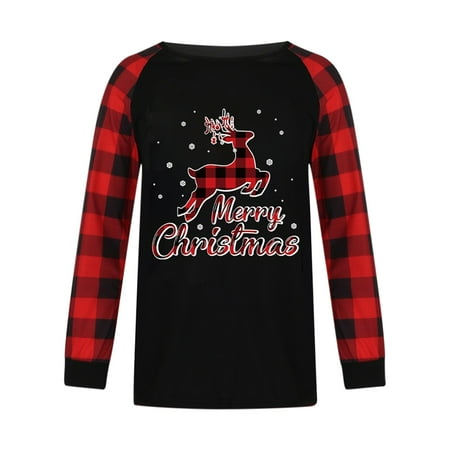 

KEJIG Stylish Christmas Man Daddy Plaid Print Blouse Tops Sleeve Long Family Clothes Pajamas