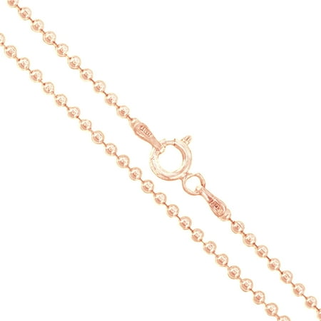 - 22k Rose Gold Plated Sterling Silver Italian Ball Bead Chain 1.8mm 925 Italy New Dog Tag Necklace 30