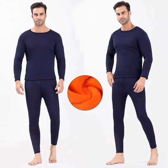 ZVNAΖH Men's Heavyweight Fleece Lined Thermal Underwear Set, Crewneck Long Sleeve Top and Pants, Winter Warm Base Layer Sleepwear, L-4XL