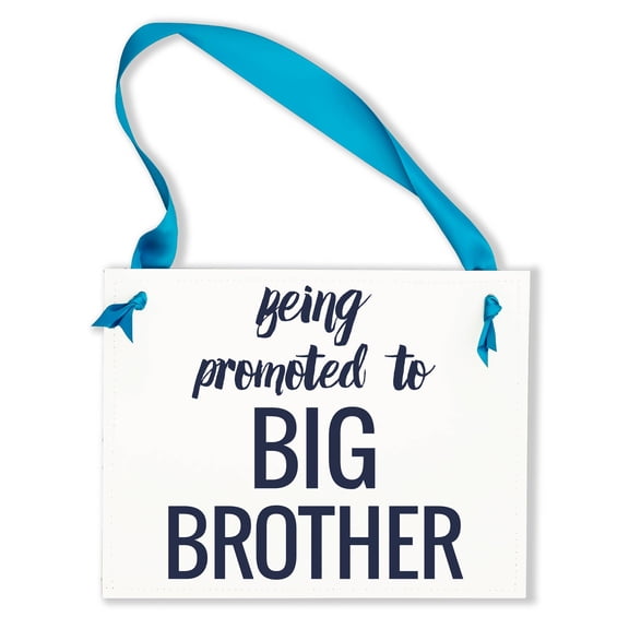 Ritzy Rose Being Promoted To Big Brother Sign Baby Announcement for Pregnancy Toddler Boy | Blue Ribbon & White Paper